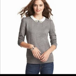 Loft Grey Sweater with White Collar